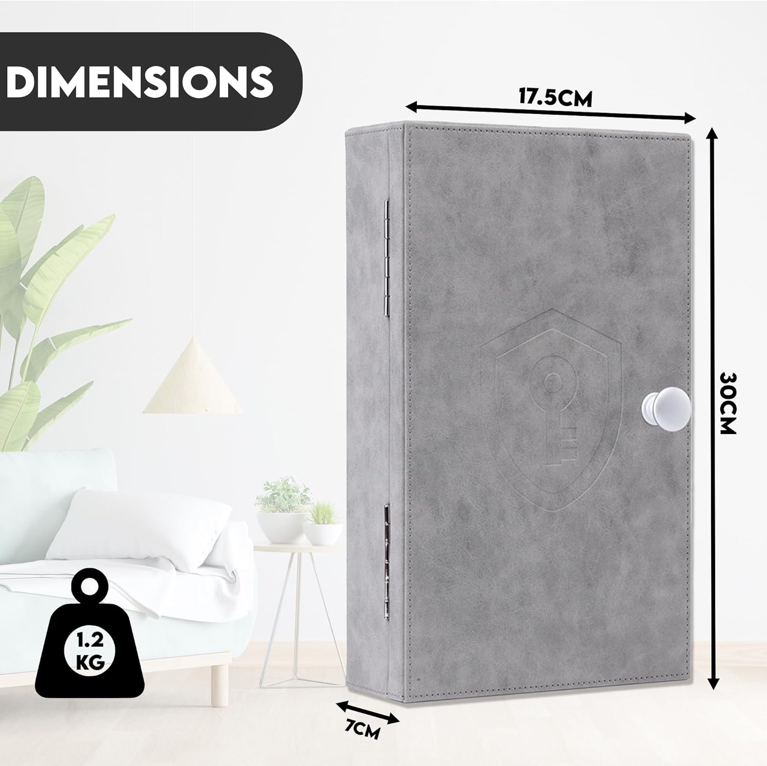 CKEYURE Premium XL PU Leather Faraday Box for Car Keys Wall Mount | Anti Theft Faraday Key Fob Protector | Faraday Cage | Car Key Holder | RFID Key Box | Key fob Signal Blocker (Grey)