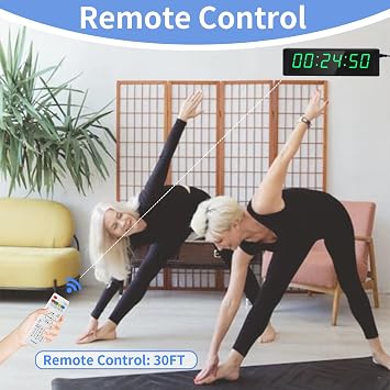 Gym Timer Clock for Home Gyms, Fitness Time with Start/Stop Button, Interval Timer for Workout, Stopwatch/Countdown Time with Remote, 12/24H Digital Wall Clocks(Green)