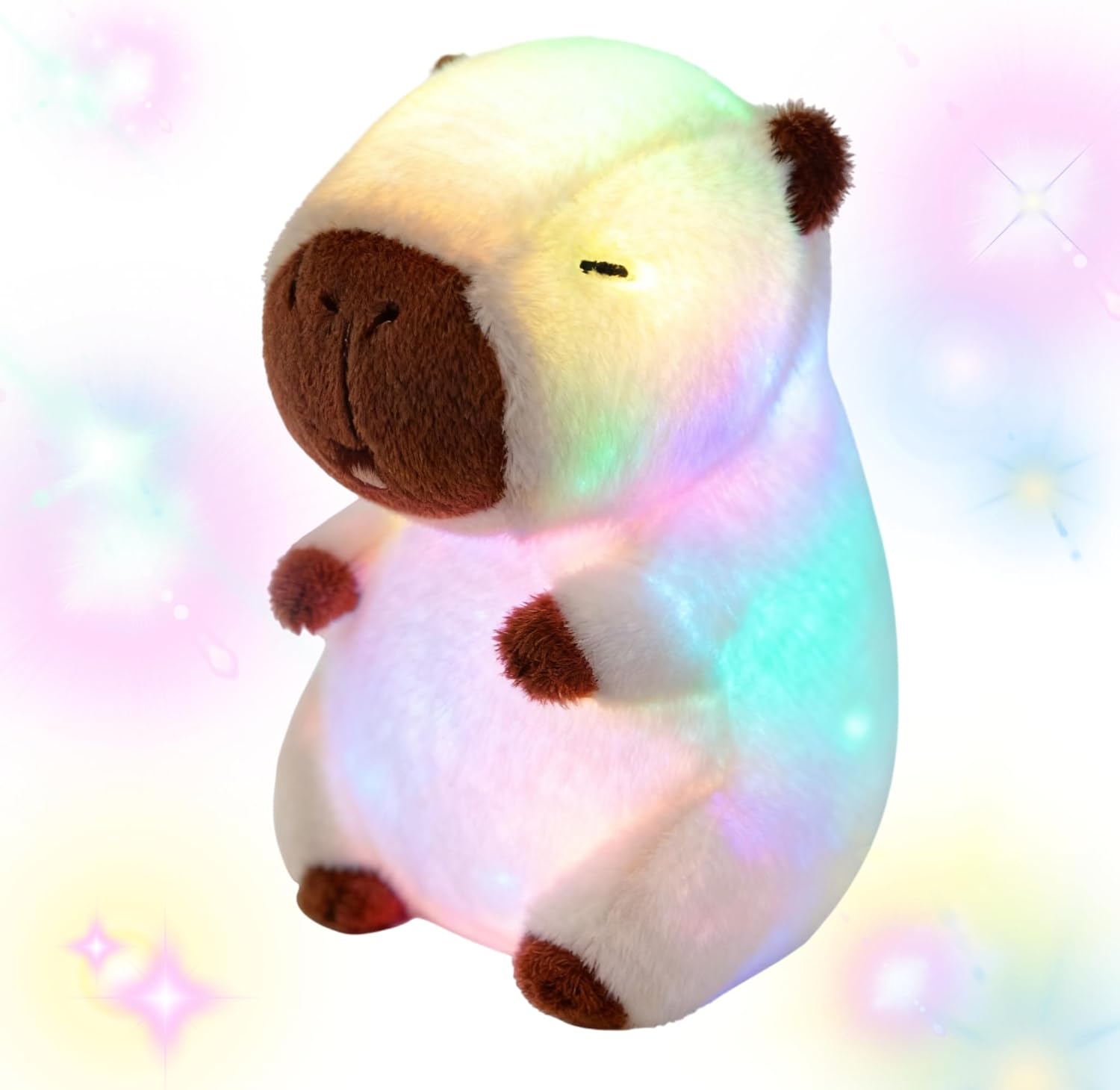 10" Pink Glowing Capybara Plush Toy, Soft Light-Up Capybara Stuffed Animal, Cozy Sleep Companion, Cute Night Light Plush Birthday for Kids, Girls, Friends (No Battery)