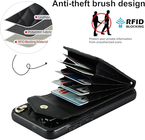 Miniatura 4 de Asuwish Funda de teléfono para Samsung Galaxy S23 5G con protector de pantalla de vidrio templado y correa para la muñeca con bloqueo RFID,