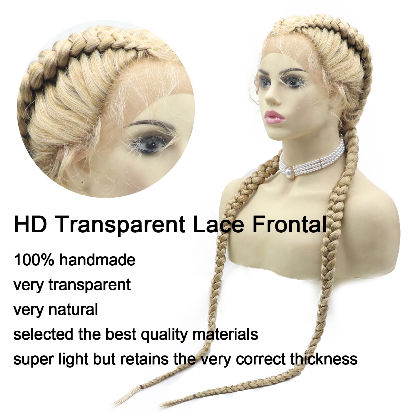 Long blonde braid wig freepart Lacefront W… Amazon.com : BTWTRY Blonde #613 Micro Braided Synthetic Lace  main image 3