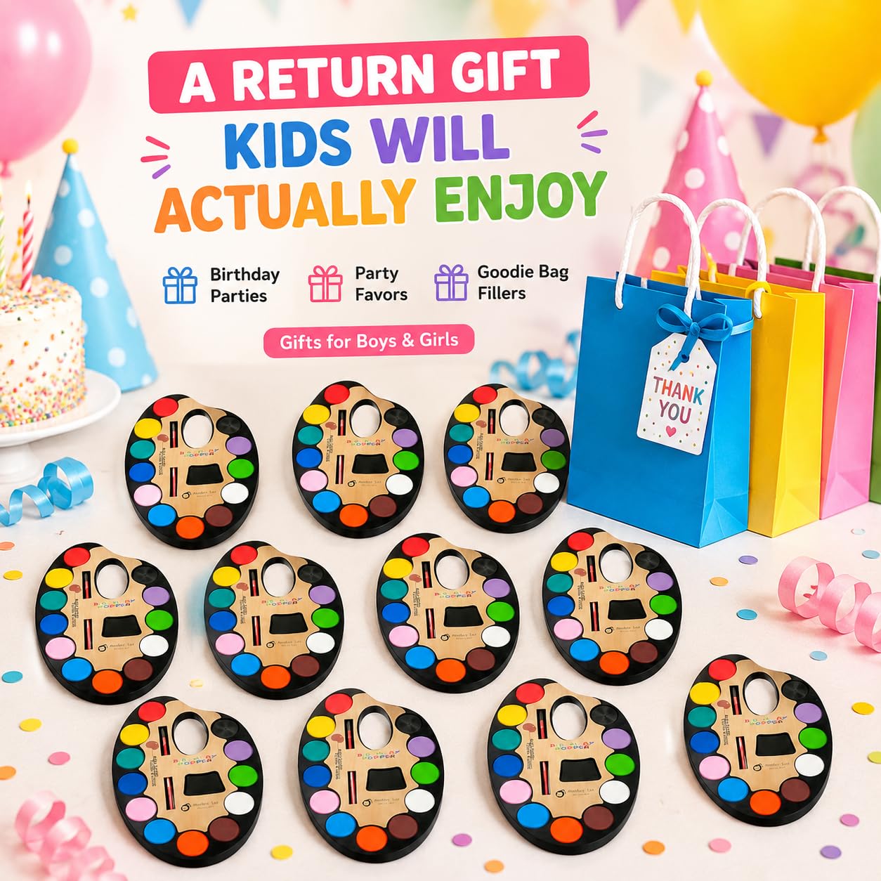 MONKEYTAIL Birthday Return Gift for Kids, 10 Pcs Water Colour Sets with Artist Paint Brush | Washable Painting & Art Craft Kit for Boys & Girls | Party Favors & Goodie Bag Fillers 4