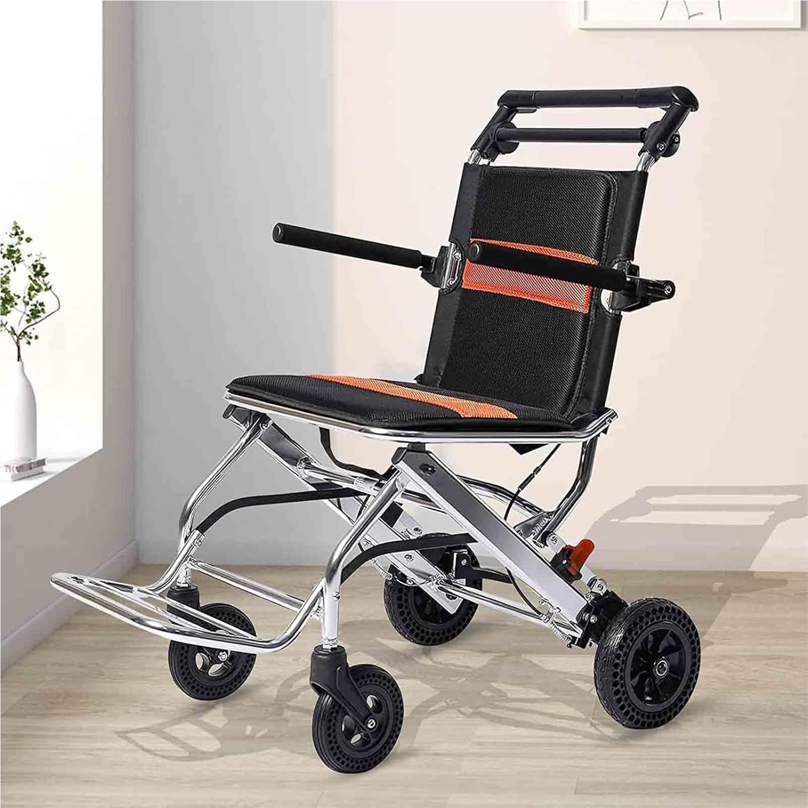 Silla de ruedas plegable ligera para adultos, silla de aluminio portátil para viajes, transporte y fácil movilidad