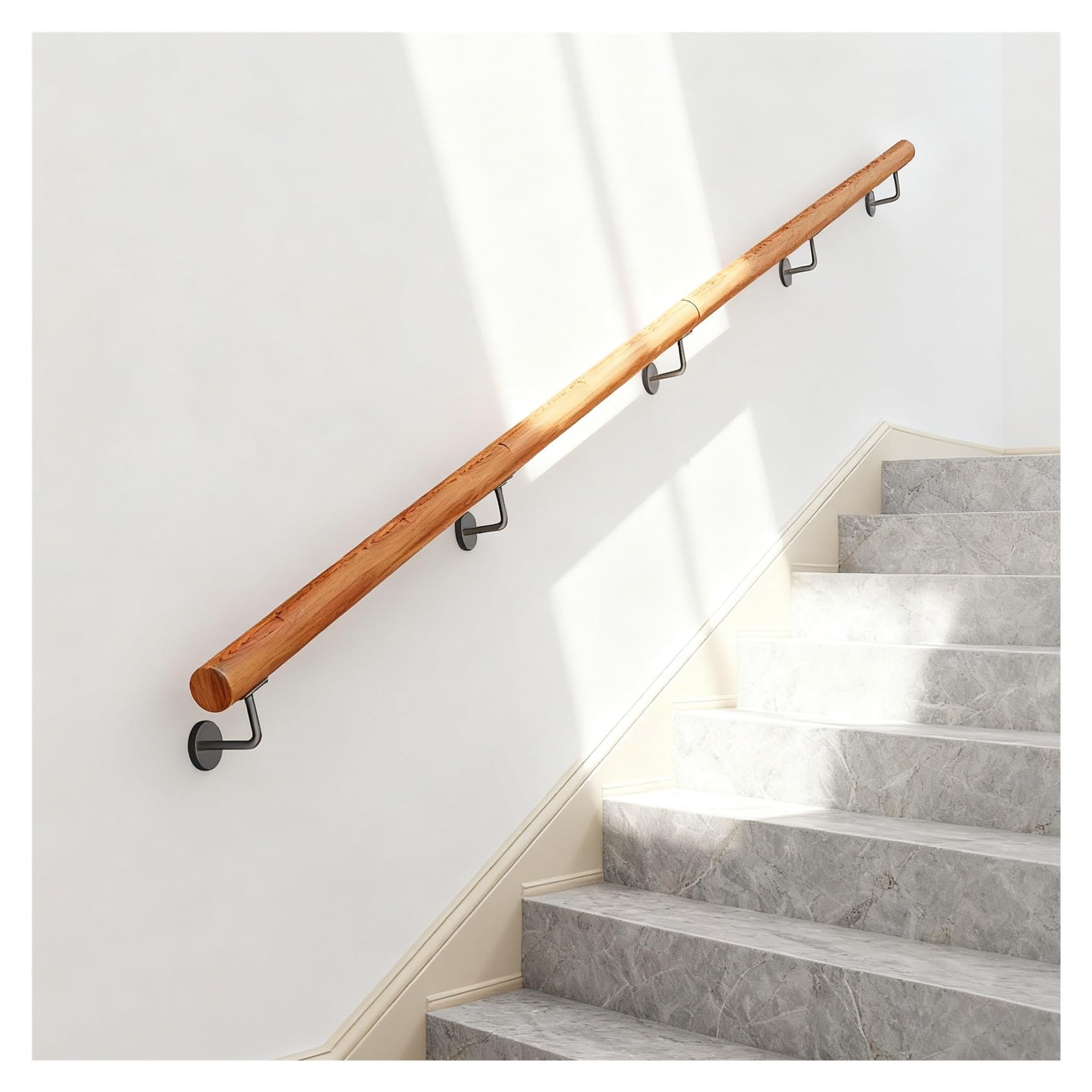 Escalier d'intérieur en bois de 399,8 cm avec support robuste et sécurisé