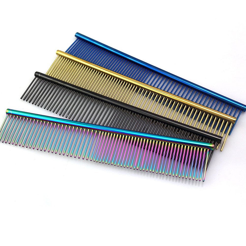 ZoCr Stainless Steel Pet Comb for Dogs Cats, Pet Grooming Comb with Different Spaced Rounded Teeth (Golden) image 3