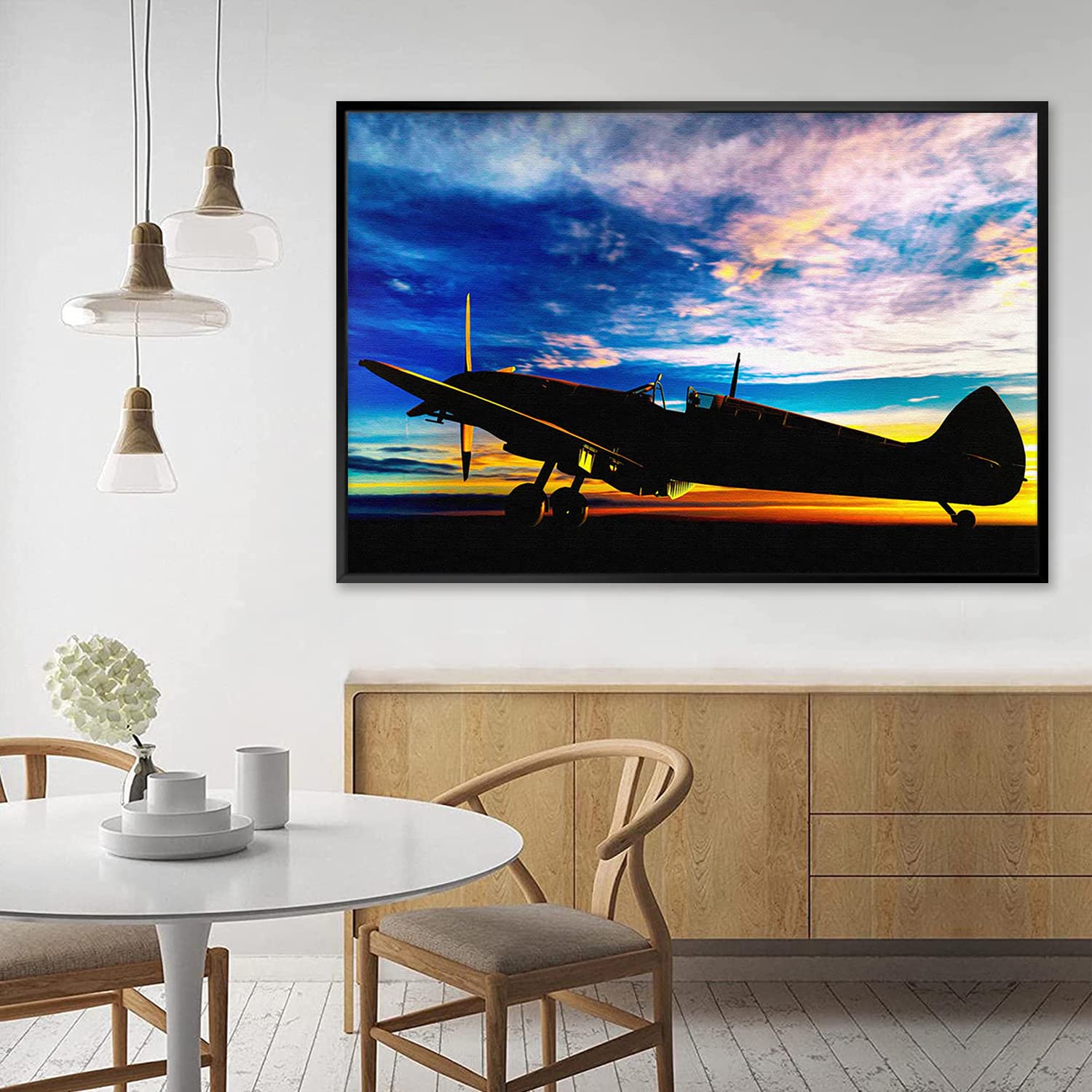 Amazon.co.jp: 絵画 飛行機と空の美しさですインテリア 絵画 現代