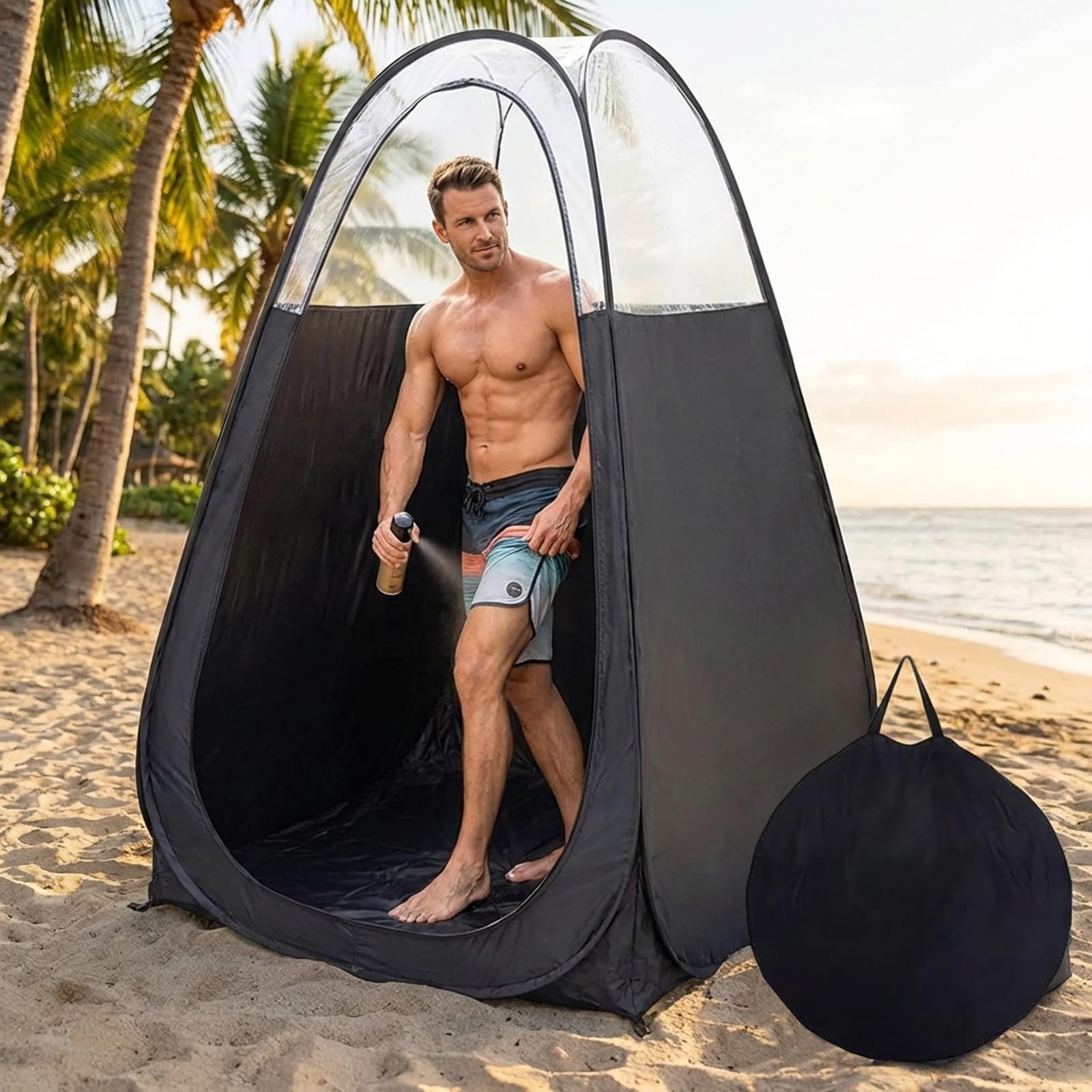 Tente de Bronzage, Tente de Bronzage par pulvérisation, Cabine instantanée Portable avec Sac Transport pour Douche et Change en Plein air, 47 x 47 x 75 Pouces, Cabine par p