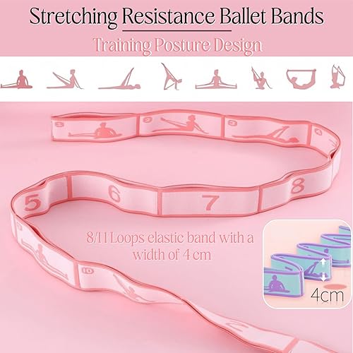 Miniatura 3 de Banda elástica de 811 bucles, correa de estiramiento para yoga, pilates, ballet y terapia física para flexibilidad, estiramiento de piernas y