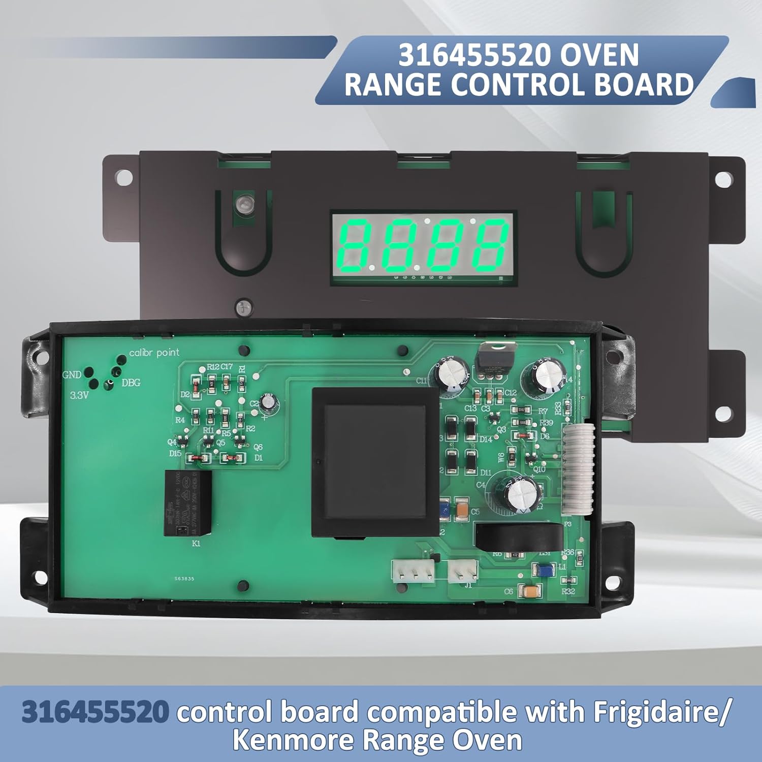 316455520 Oven Control Board Replacement for Frigidaire Range 5304518661, 316455570 Compatible with Frigidaire Electrolux & Kenmore Gas Range, 7 Button Control Board with Black Overlay