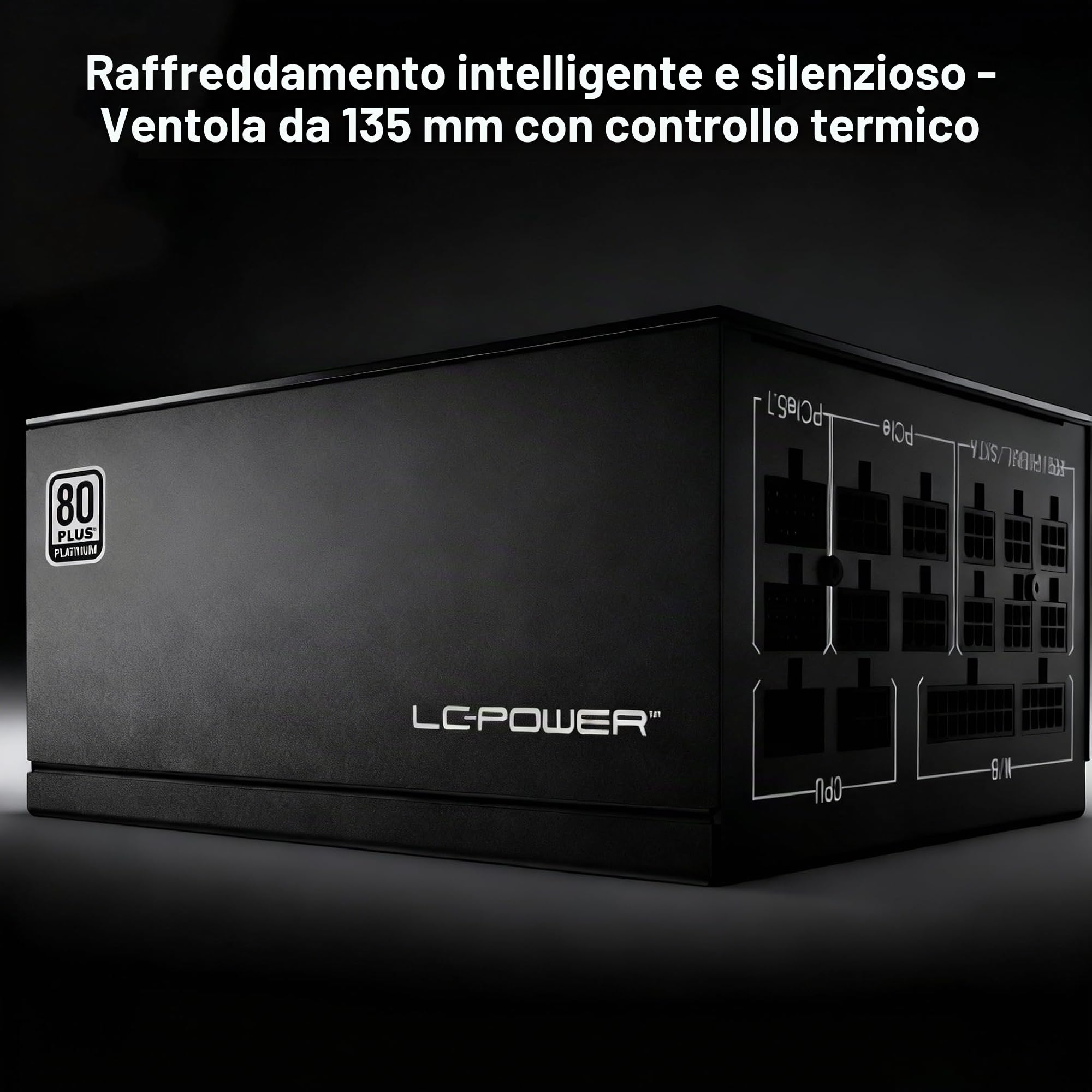 LC-POWER Alimentatore PC Modulare 1200W 80 PLUS Platinum, ATX 3.1, 135mm Ventola Silenziosa, 10 Anni Garanzia (LC1200P2 V3.1)