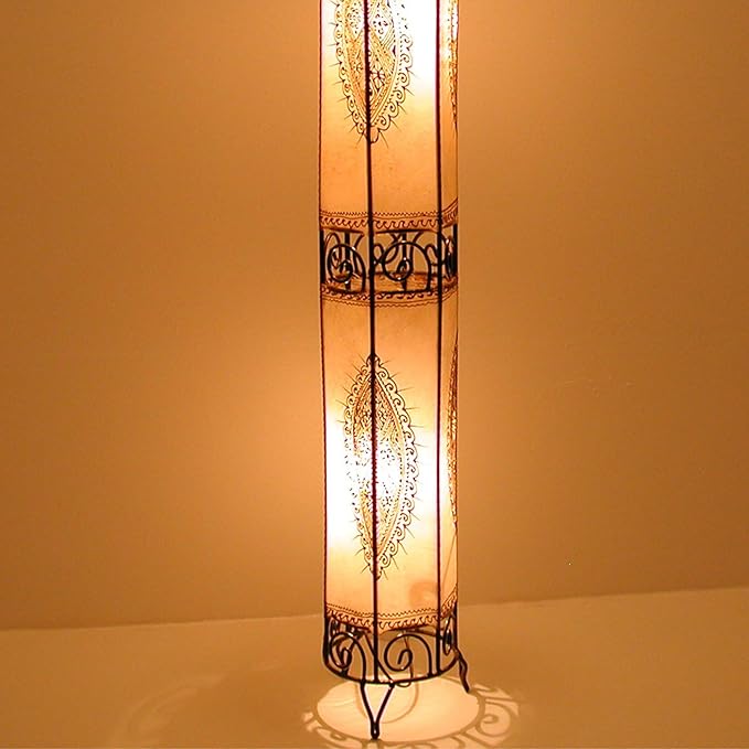 Casa Moro Casa Moro Marokkaanse lederen staande lamp Henna lamp Hennalamp Oosterse vloerlamp Natuur Kadous XL L1048 photo 2