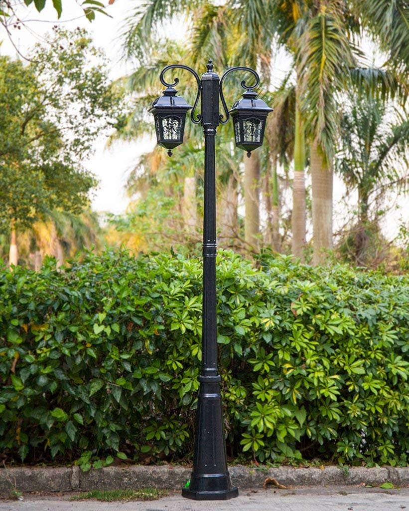 Ensemble de Lampes solaires Modernes en Aluminium et Verre pour Jardin, éclairage LED Ultra-Lumineux, Lampes sur Poteau pour Jardin extérieur, éclairage d'allée, de Cour,Black-230cm