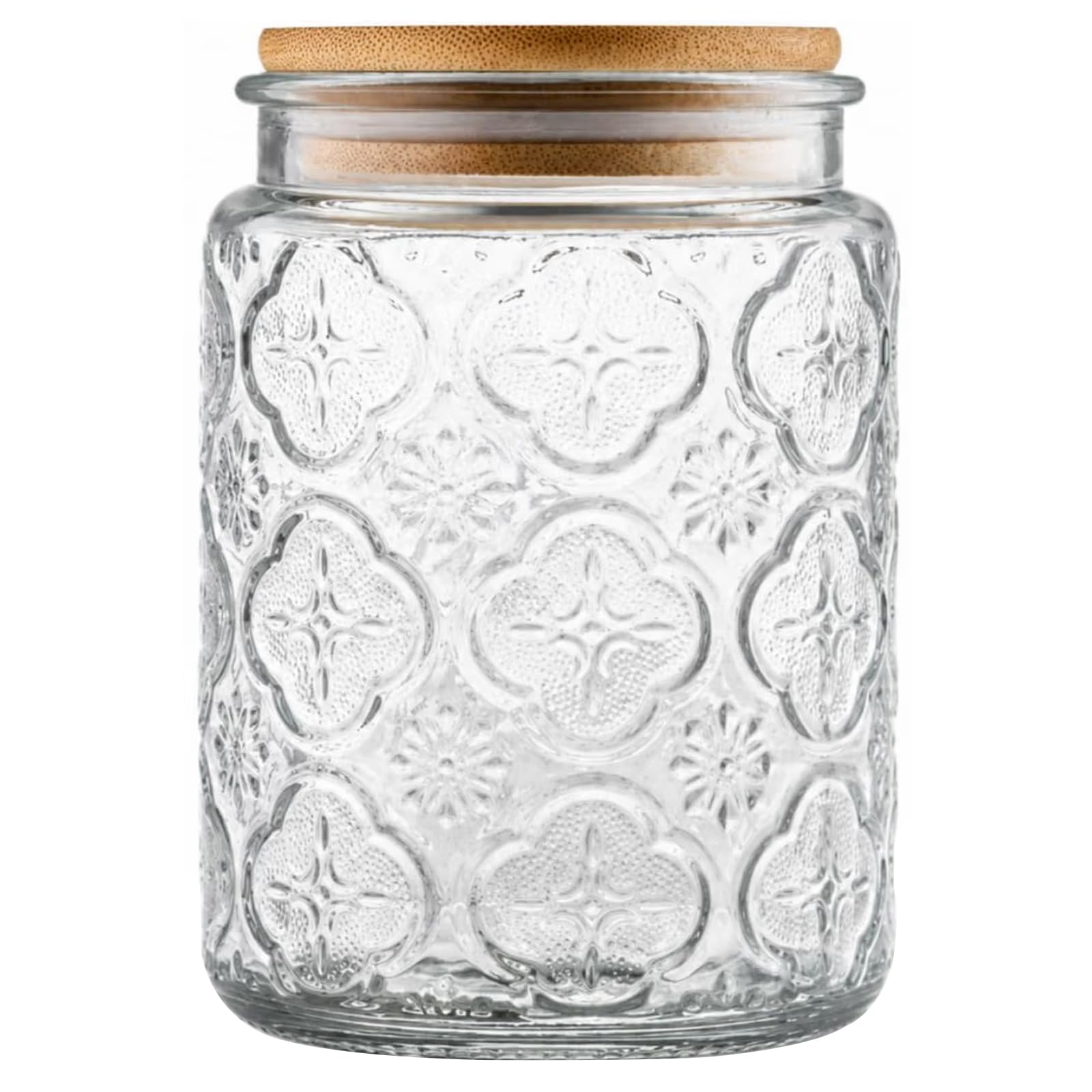 MUAMAX 700ml Glass Storage Jar, Airtight Canister for Kitchen Pantry,Food Storage Containers for Kitchen Counter, Decorative Jar for Candy Coffee, Tea, Sugar, Cookie,Coffee Bean