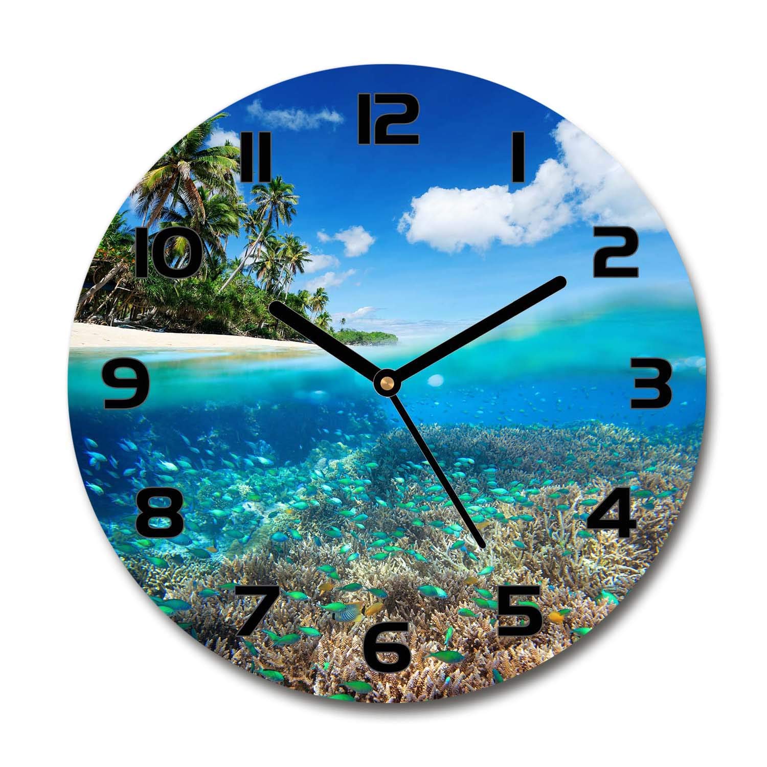 Horloge en Verre 60x60cm Tulup Cadran Carré Horloge Murale Salon
