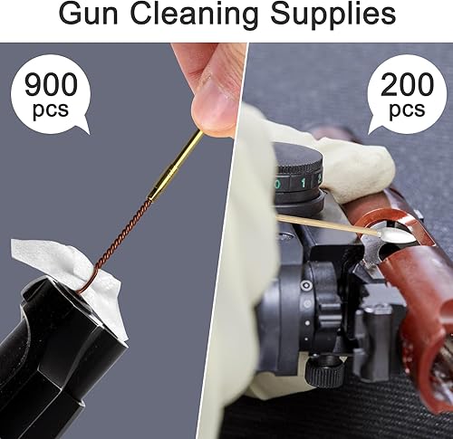 Miniatura 2 de Kit de suministros de limpieza para pistolas Parches de limpieza sin pelusa de 2 pulgadas e hisopos de algodón puntiagudos de 6 pulgadas para todas