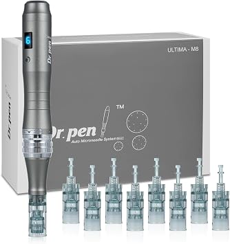 Dr.pen Ultima M8 Microneedling Pen, Wireless Microneedling with 8Pcs Microneedling Cartridges, 6 Speeds, 0-2.5 mm Adjustable Depth, Dr.pen Microneedling for Skin Care Hair Growth, Gifts for Women