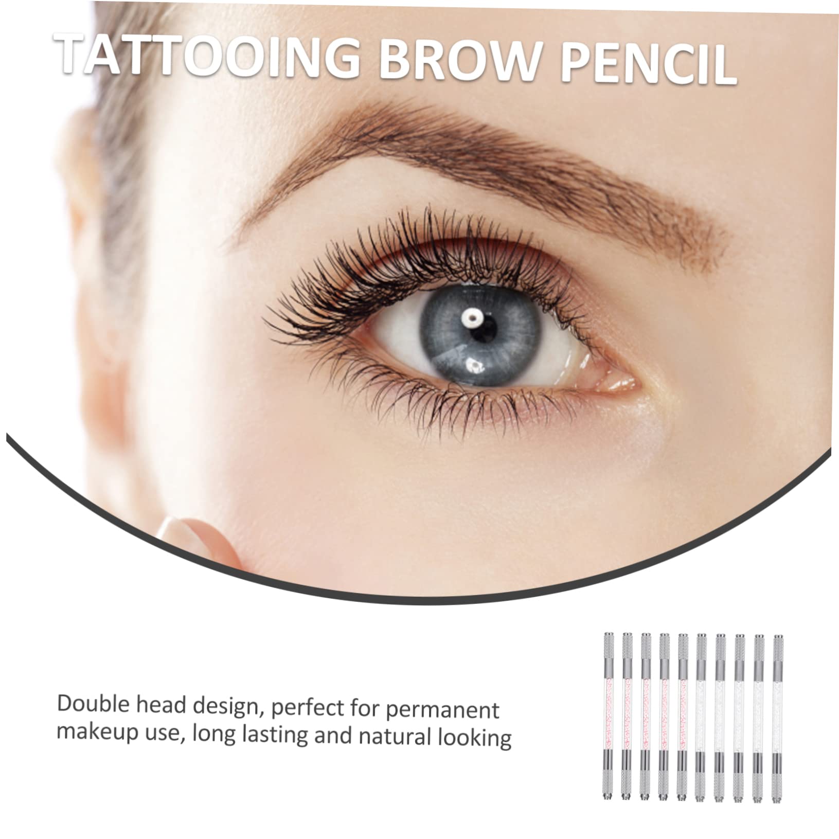Mikinona Matita Sopracciglia Microblading Doppia Estremità 10 Pezzi in Abs Penna per Tatuaggi Sopracciglia Effetto Naturale Versatile e Funzionale