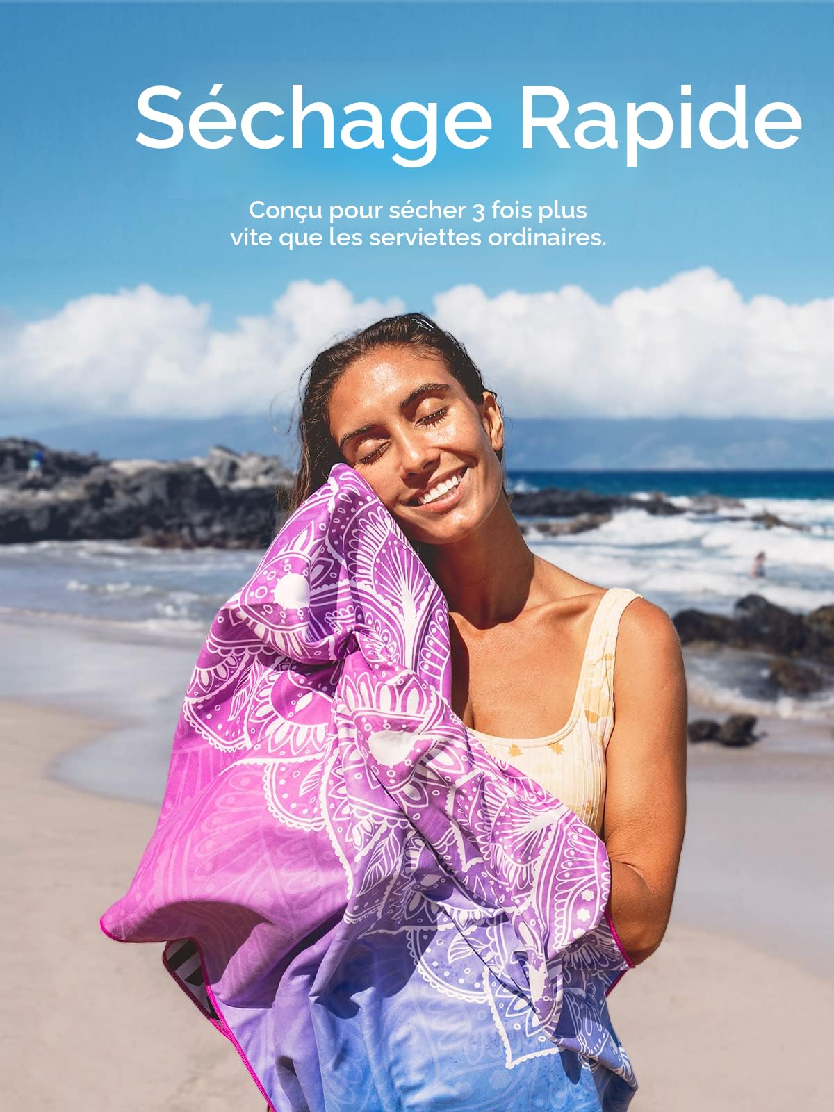OCOOPA Grande serviette de plage en microfibre, 160 x 80 cm, séchage rapide, anti-sable, compacte, légère, accessoires de plage