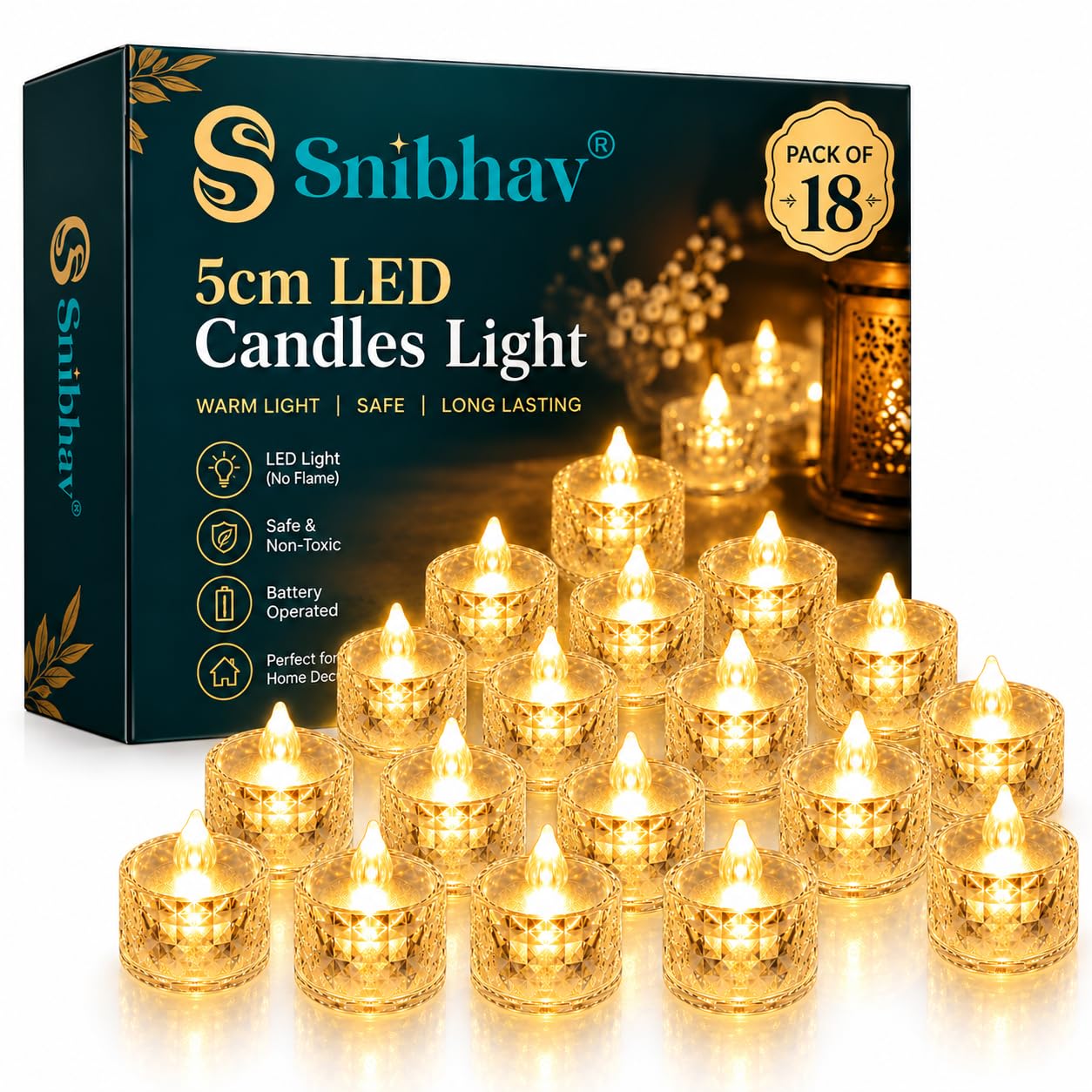 LED Tea Lights - Warm White Set of 12 -16