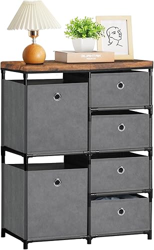 MOOACE Organizador de armario de 6 cajones, baúl de almacenamiento de tela, estantes de gran capacidad con cajones para almacenamiento, dormitorio,