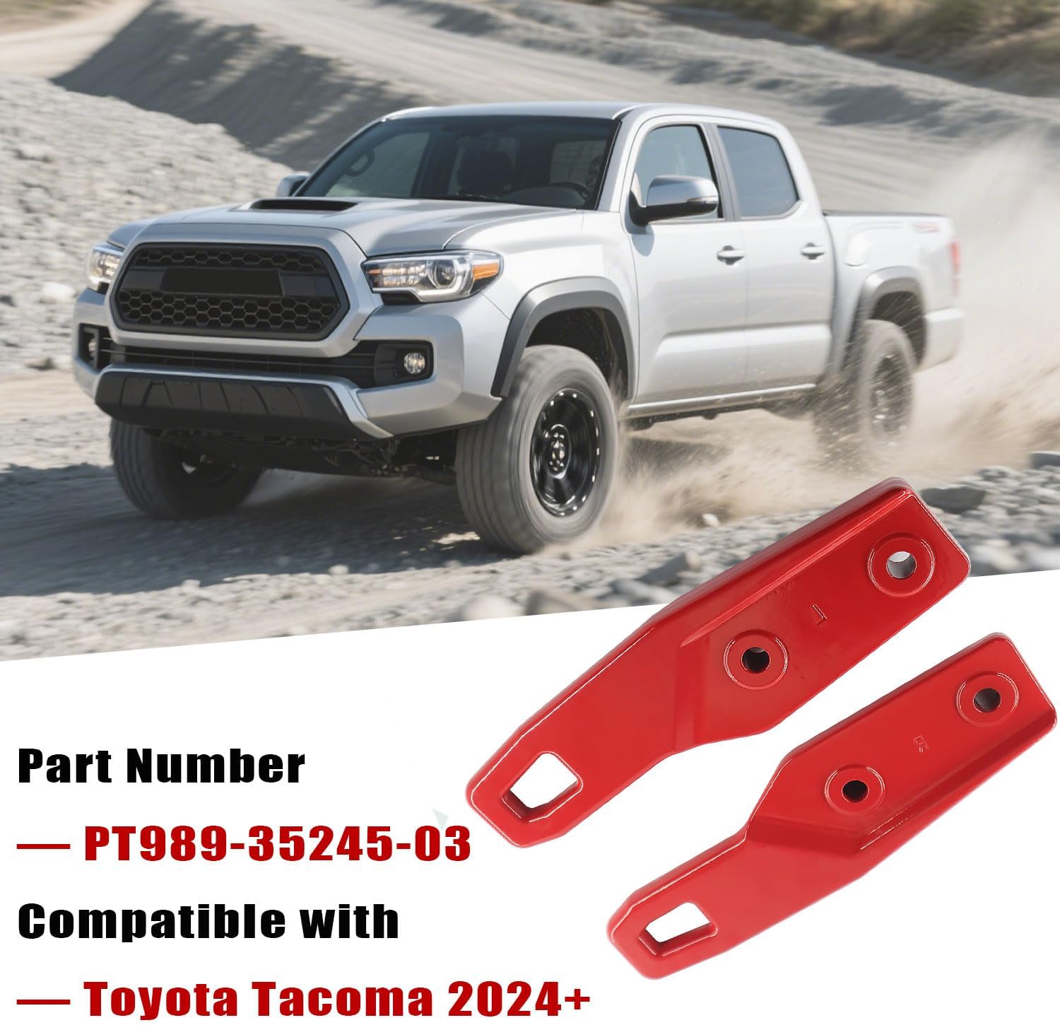 Rear Tow Hooks Compatible with Toyota Tacoma 2024 2025 2026 Left and Right Sides, PT989-35245-03, RED