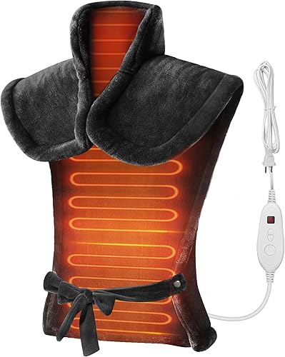 Miniatura 10 de Snailax - Almohadilla térmica para aliviar el dolor de espalda, almohadilla térmica eléctrica grande para cuello y hombros, envoltura térmica de
