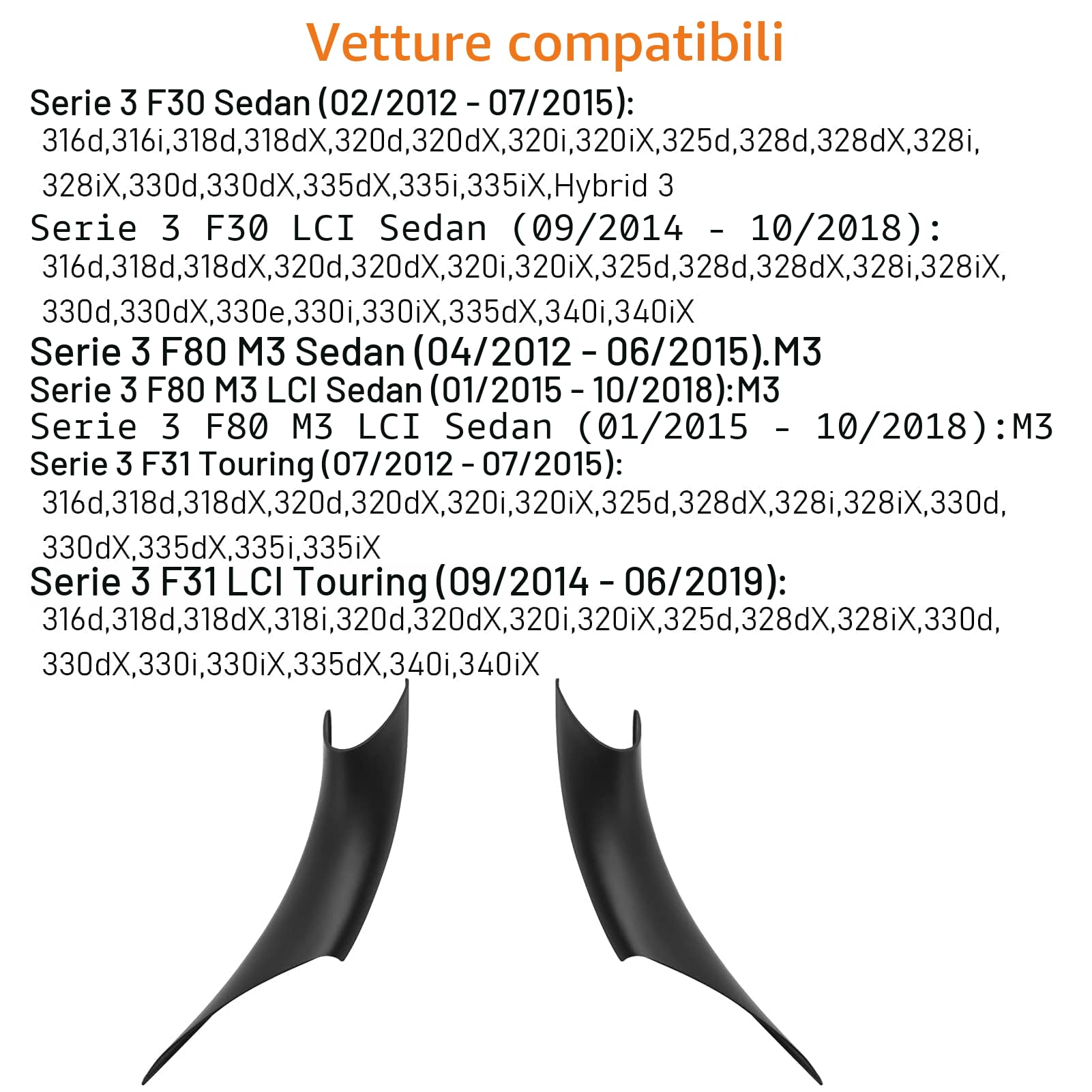 TTCR-II 2PCS Compatibile con Maniglia Interna BMW Serie 3 Serie 4 F30/F31/F34/F80 320i,328i,330i,335i & F32/F33/F36 428i,435i,Maniglia Della Porta Sinistra e Passeggero(Anteriore Copri Maniglia)Nero