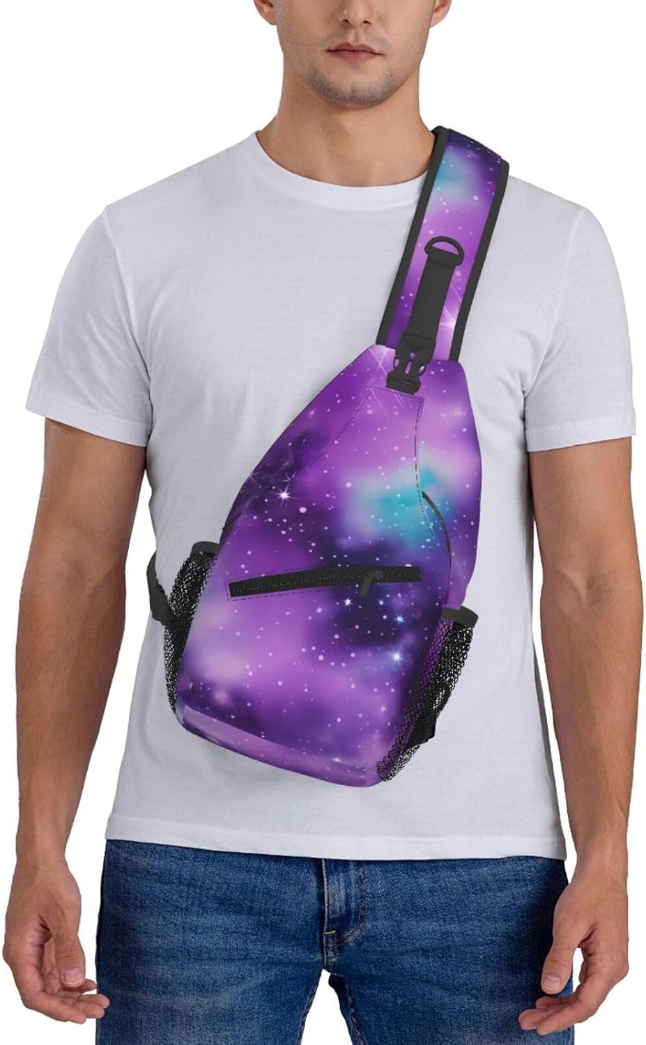 Durable Lightweight Magic Galaxy Sky Purple Print Cross chest bag diagonally for Travel Commute Daily Use