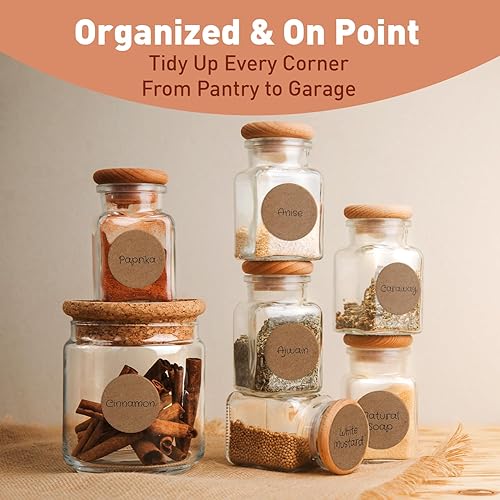 Miniatura 5 de Camp Galaxy Calcomanías de papel kraft marrón natural de 1.5 pulgadas (500 por rollo), calcomanías redondas en blanco para propietarios de tiendas,