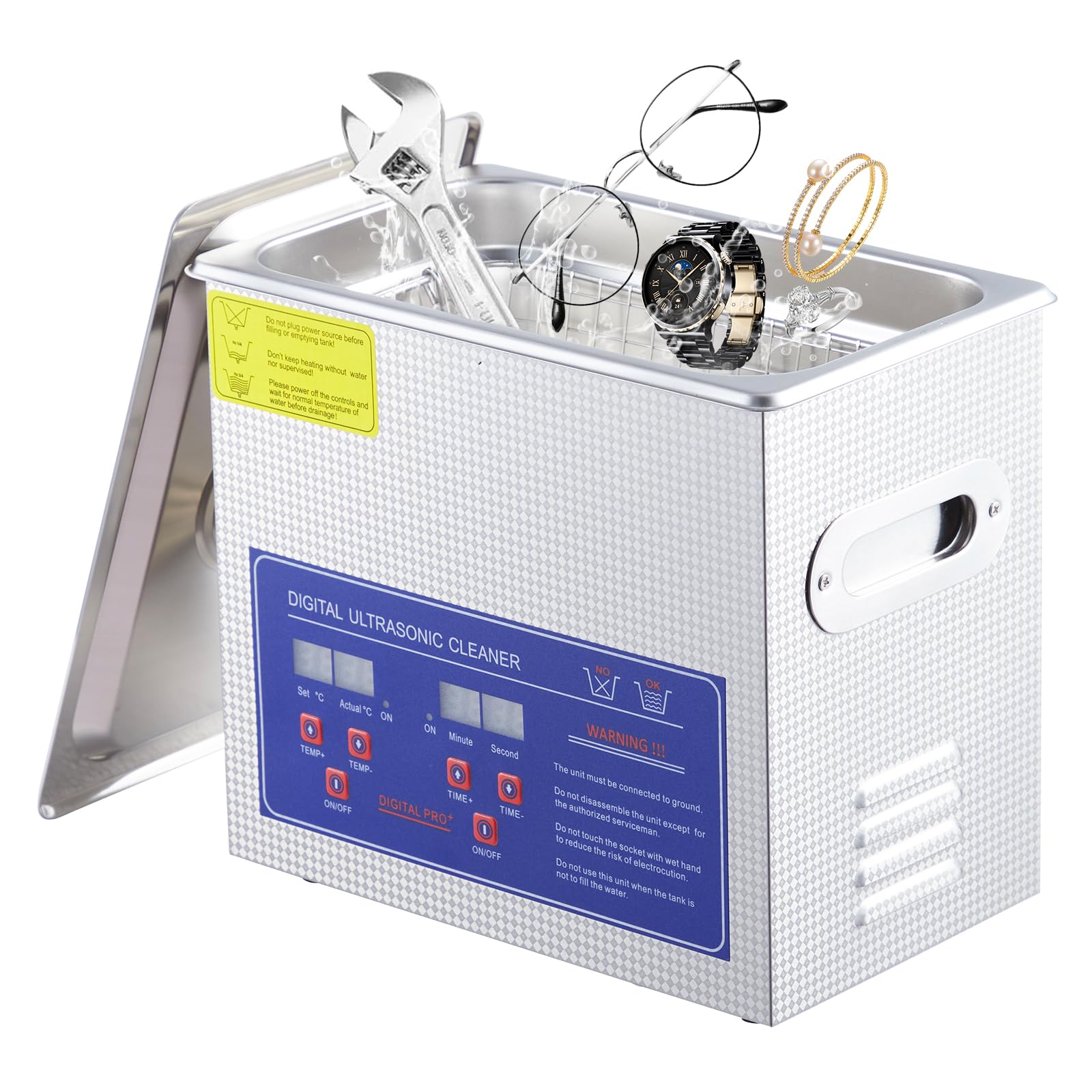 GarveeTech Commercial Ultrasonic Cleaner, 3.2L Professional Ultrasonic Cleaner, 40kHz with Digital Timer&Heater, 120w Excellent Cleaning Machine for Watch Eyeglasses Rings