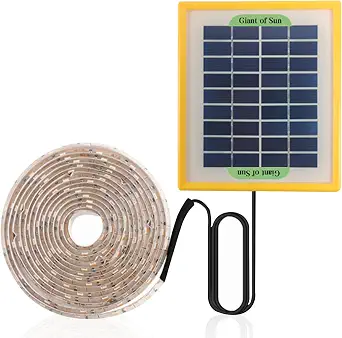 Solar Powered Grow Lights 16.4ft Full Spectrum Plant Light Strip with Panel