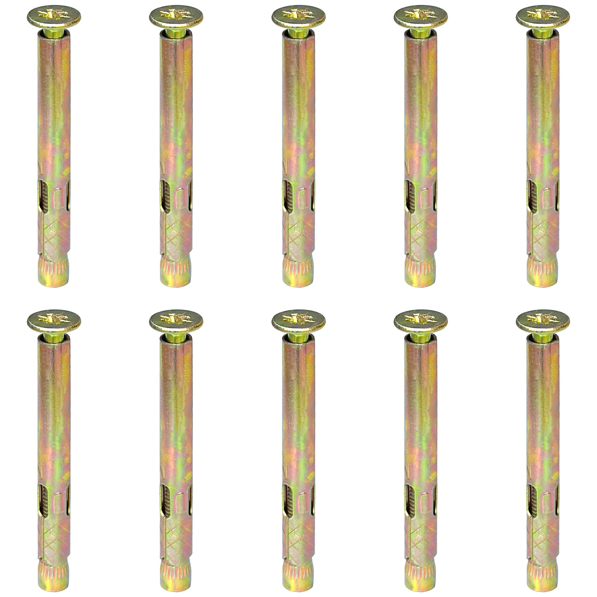 10 PCS Metal Expansion Bolts - Flat Head Cross Drive Design (M8 x 70mm) - Image 2