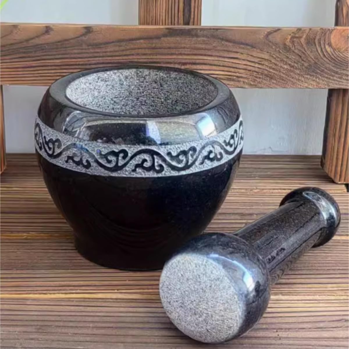 Moździerz i Tłuczek Ręczny Rozdrabniacz Cały Kamienny Tłuczek Do Czosnku, Domowy Moździerz, Kuchenny Młynek Akcesoria Kuchenne(13x9cm)