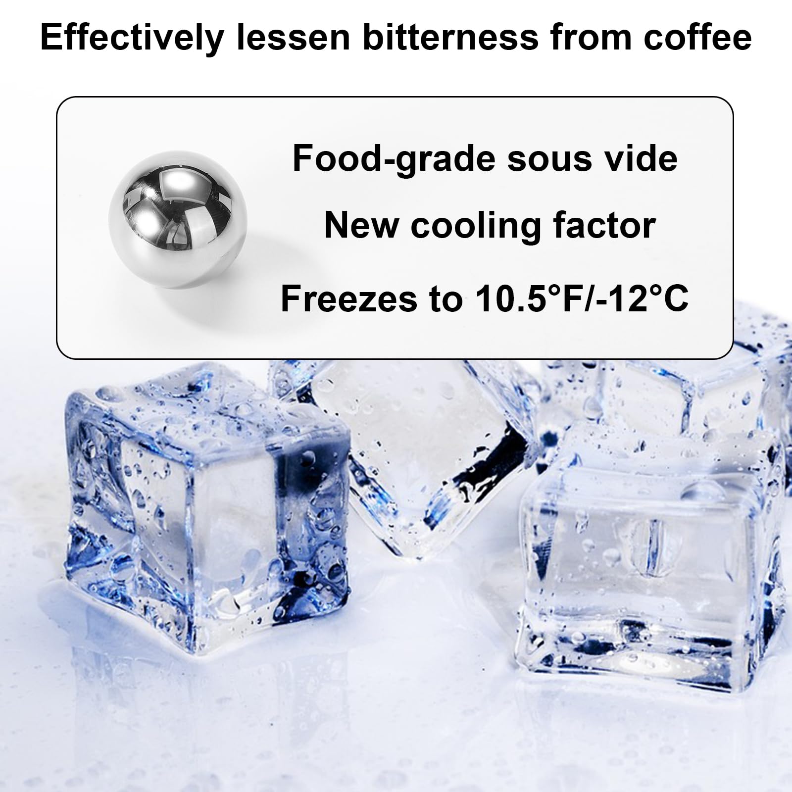 2pz Sfera Congelata per Espresso, Riutilizzabile Acciaio Inossidabile Sfera di Caffè Ghiacciato con Supporto non Diluito Refrigeratore Accessori per Home Cafe Bar
