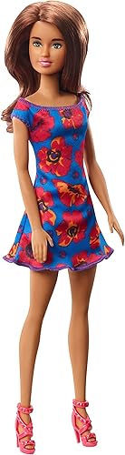 Miniatura 7 de Barbie - Muñeca Fashionista con Pelo Castaño y Vestido Azul con Flores (Mattel GBK94), Multicolor