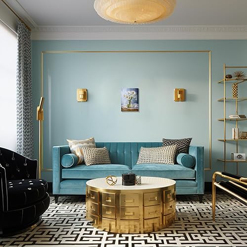 Miniatura 4 de vandlife Arte de Pared en Lienzo para Baño Decoración de Galería Moderna Impresión Elegante Margarita Blanca en Botella en Alféizar de Ventana