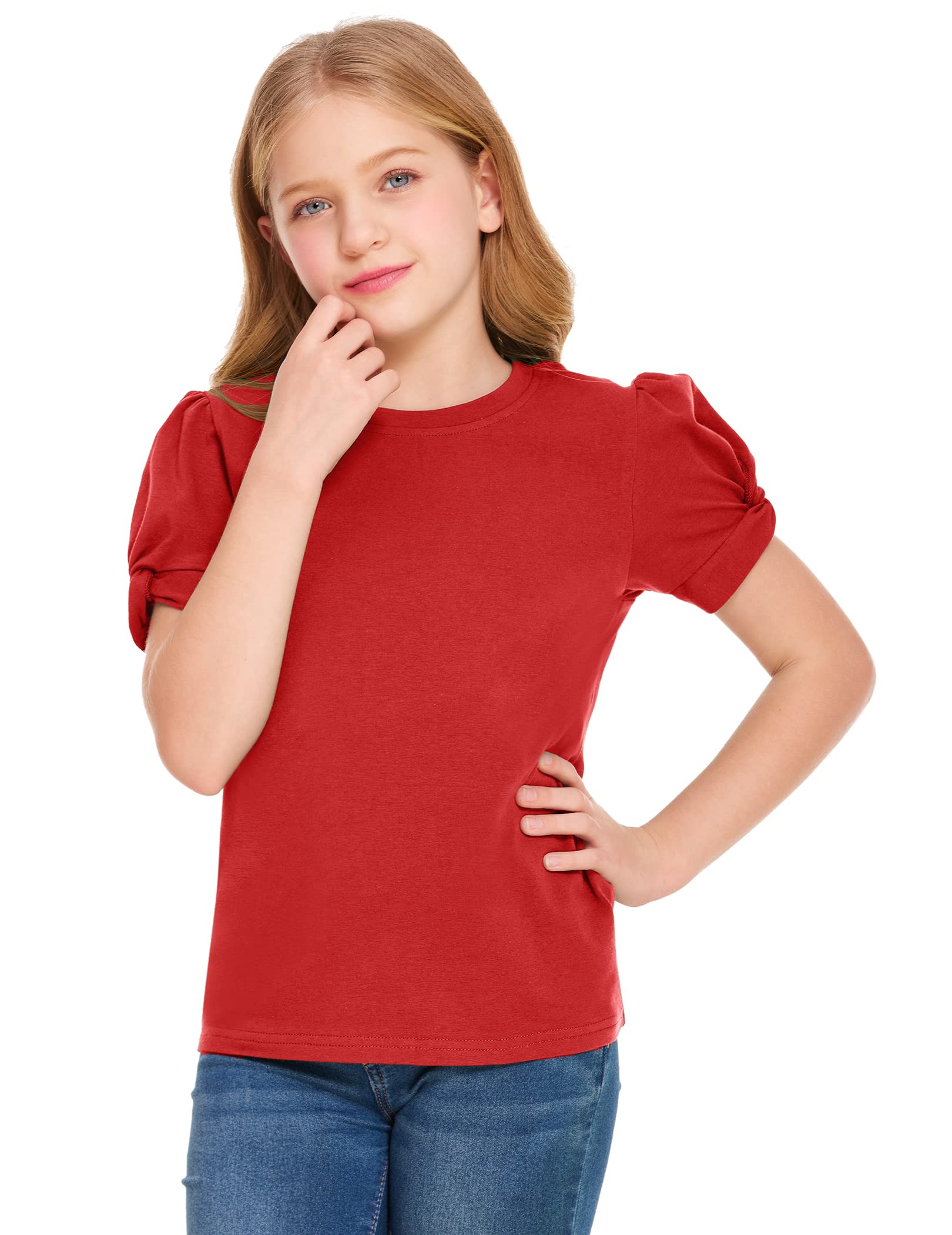 Arshiner Girls T Shirts Twist Short Sleeve Summer Shirts Fashion Crewneck Tops Tee Blouse