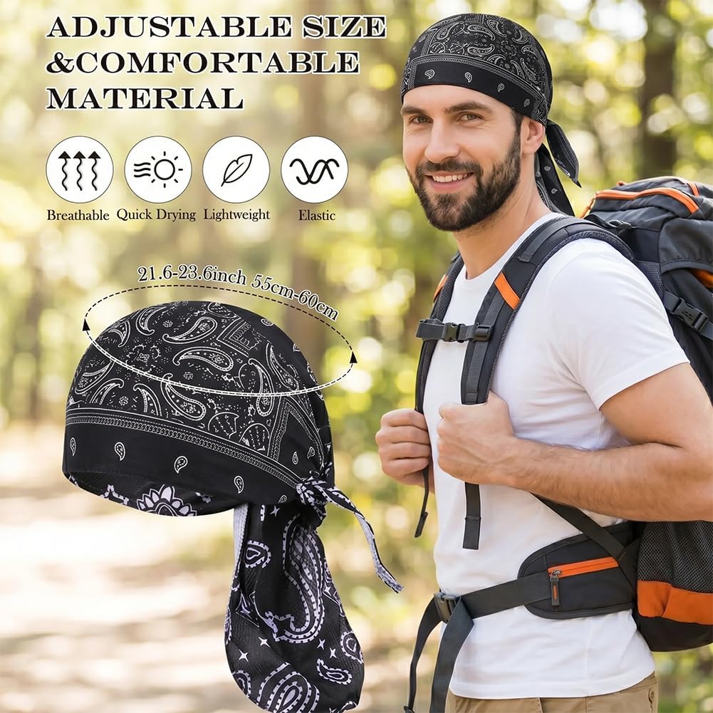 Kühlende Paisley-Kopfstückkappe, Kühlendes Bandana, Kopftuch, Motorradhelm Innenfutter, Elastische Passform Radsportmütze, Kopftuch Piraten, für Sommer, Outdoor, Sport, Reiten, Laufen