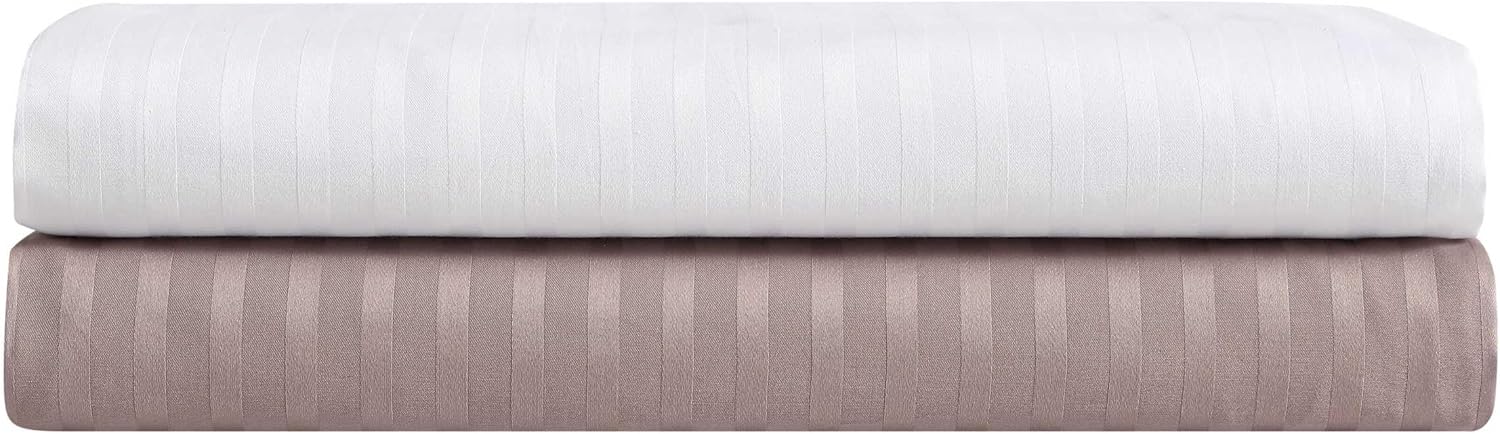 Vera Wang - Queen Size Sheets Set, Smooth & Crisp Cotton w/Textured Weave, Lightweight for Year Round Comfort- Bed Sheets with Matching Pillowcases & Fitted Sheet (Dobby Stripe Pink)