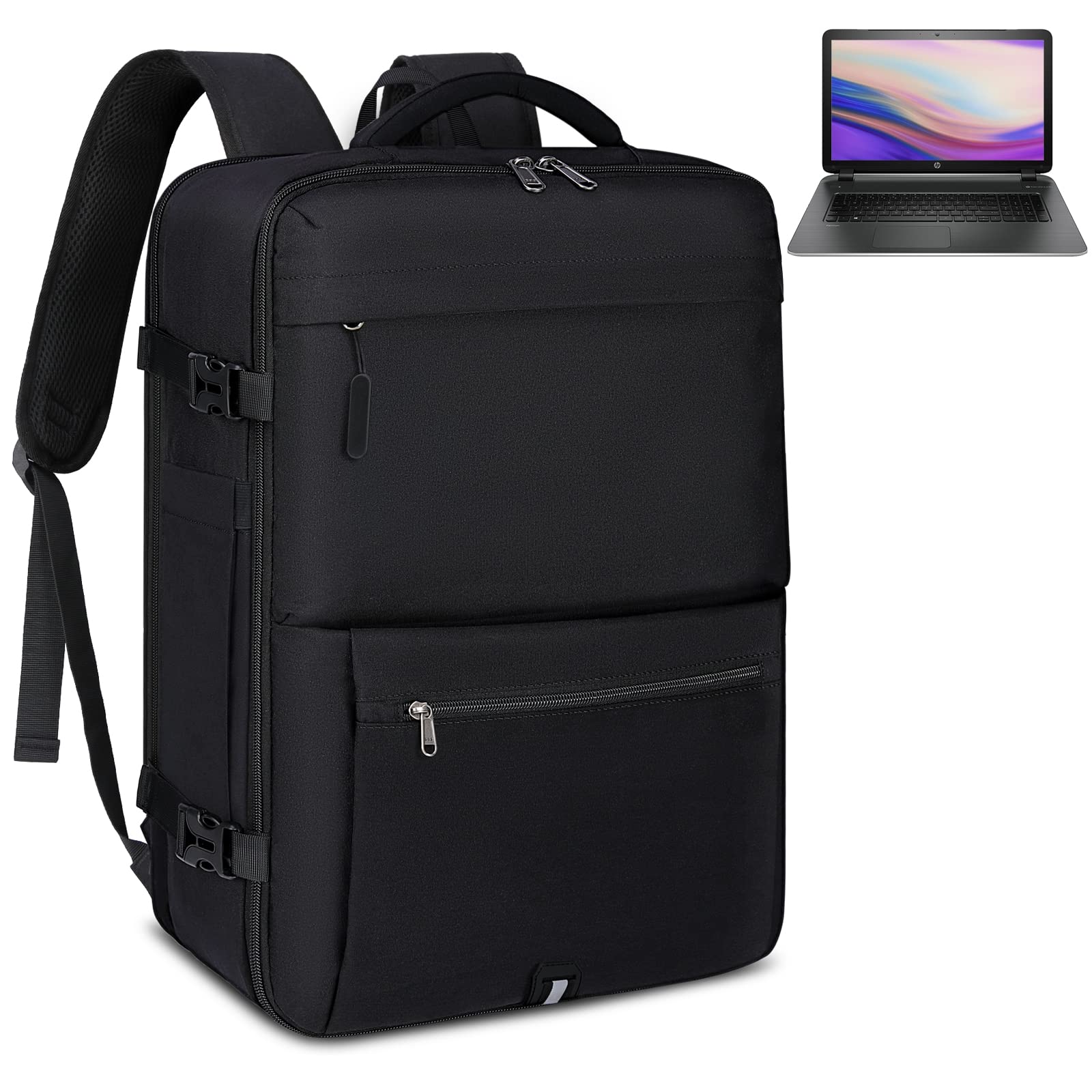 IGOLUMON Travel Cabin Bags Large Laptop Backpack 17 Inch Men Water Resistence Hand Luggage Bag Carry On Backpack Black