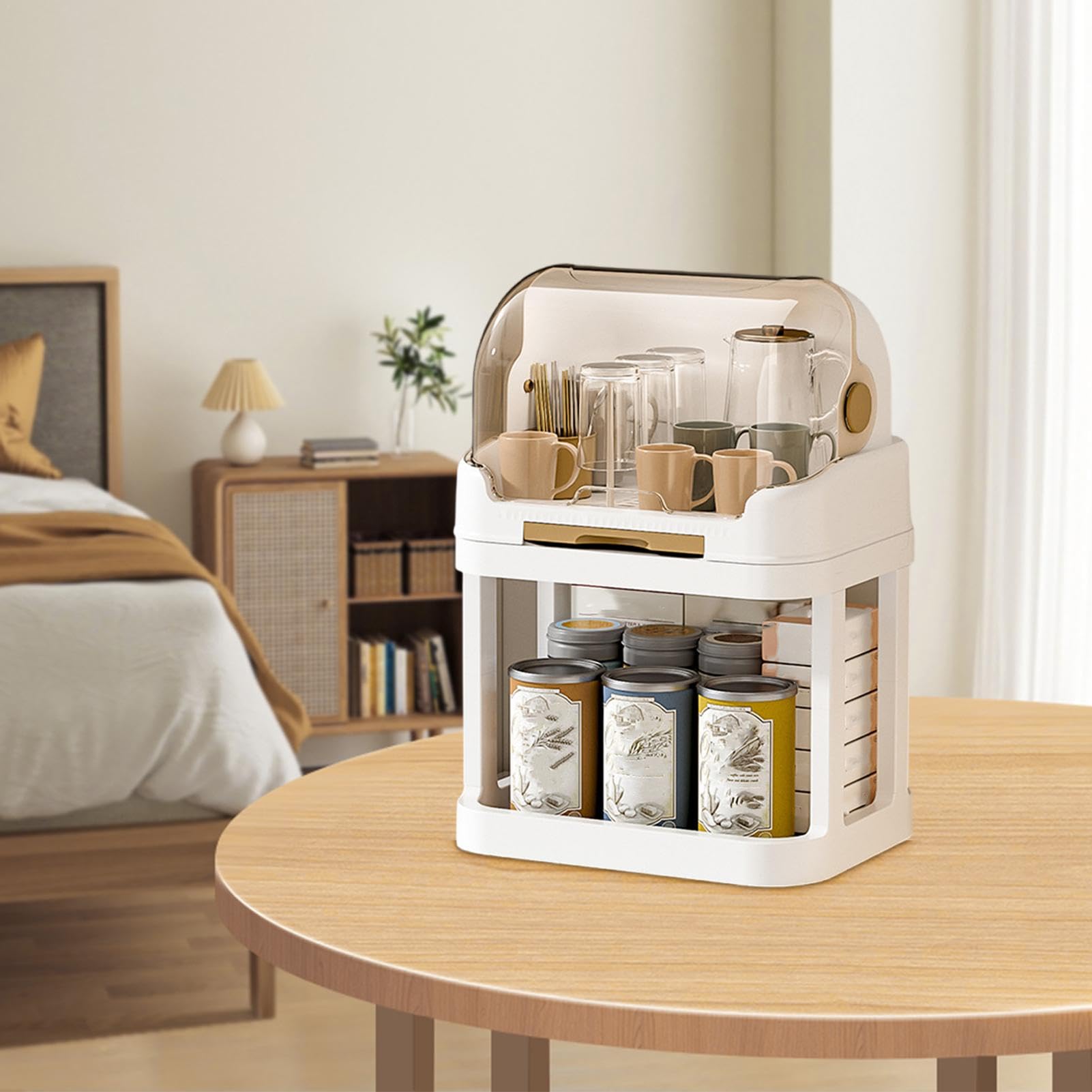 Contenedor para secar botellas con escurridor, estante para secar botellas a prueba de polvo para niños pequeños - Caja escurridora para contenedores de botellas con tapa,Contenedor de caja de cubiert