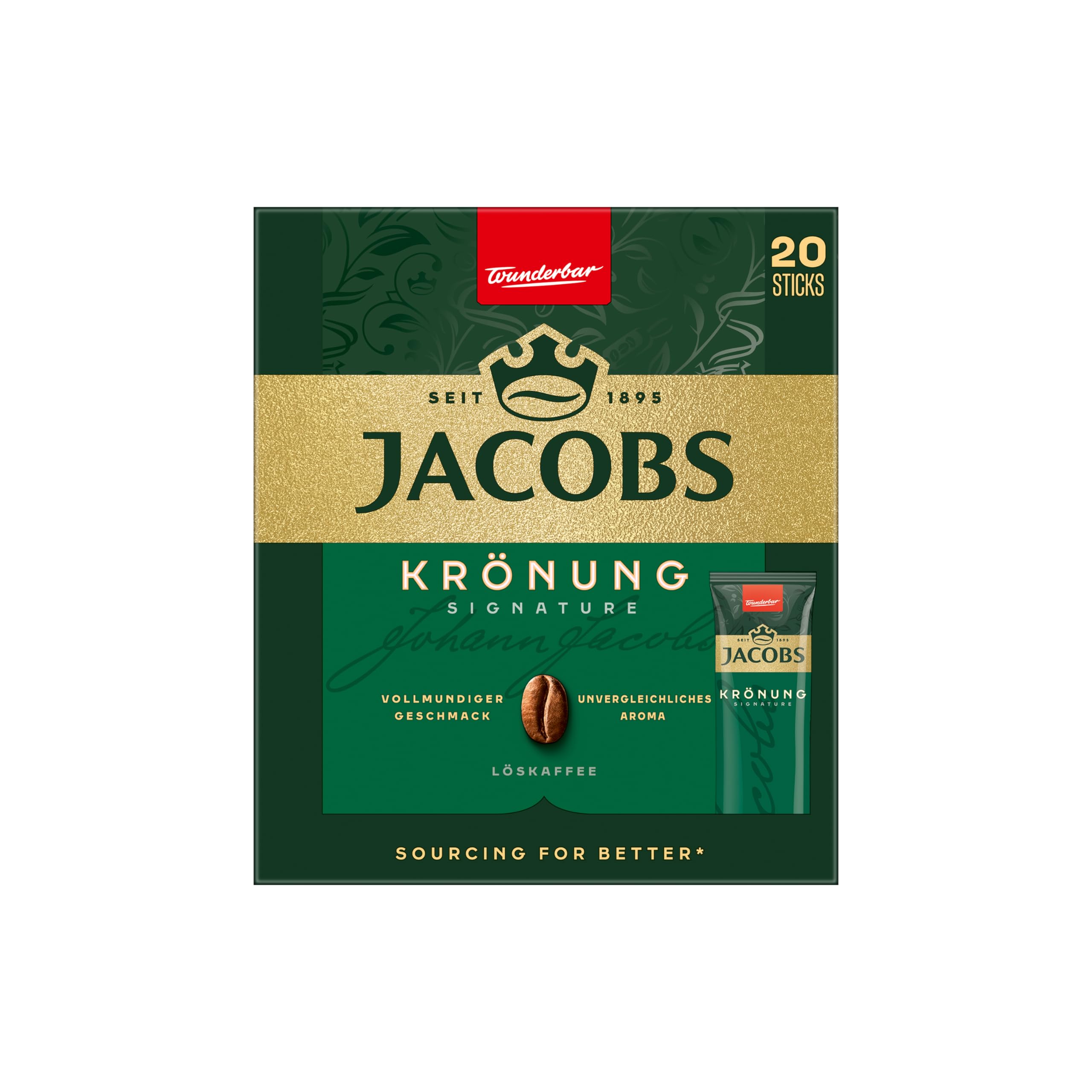 Jacobs Krönung löslicher Bohnenkaffee als Stick, Instant Kaffee, 12 x 20 Einzelportion à 1,8 g, für 240 Getränke