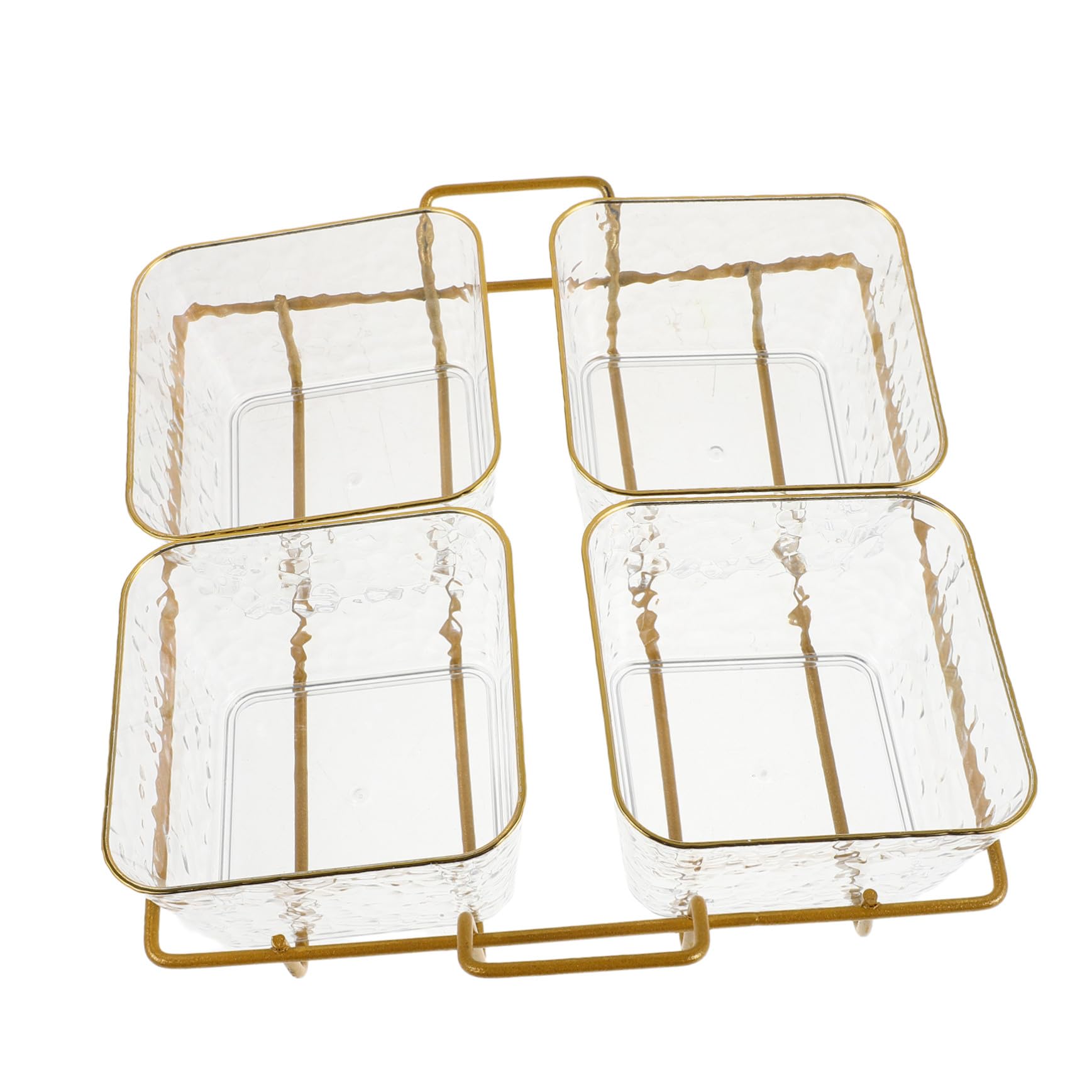 PRETYZOOM 4 Stück Geteiltes Snacktablett aus Transparentem Acryl mit Gold-metallgestell Fächer Professionelles Buffet-organizer-set für Bar Ktv Salon Effiziente Aufbewahrung