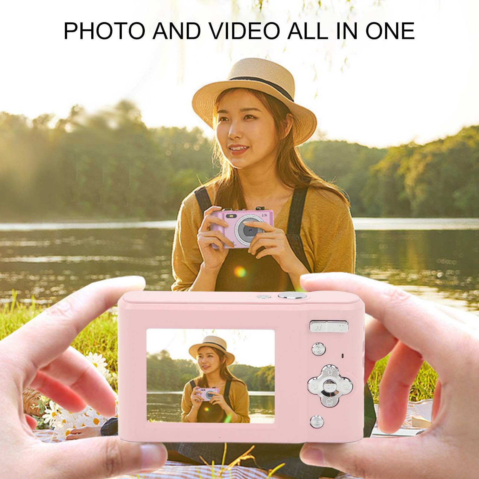 Cyfrowy Aparat Fotograficzny dla Studentów, Kamera Wideo i Fotograficzna o Rozdzielczości 1080P HD i Rozdzielczości 44 MP z automatyczną regulacją Ostrości, z 16-krotnym Zoomem