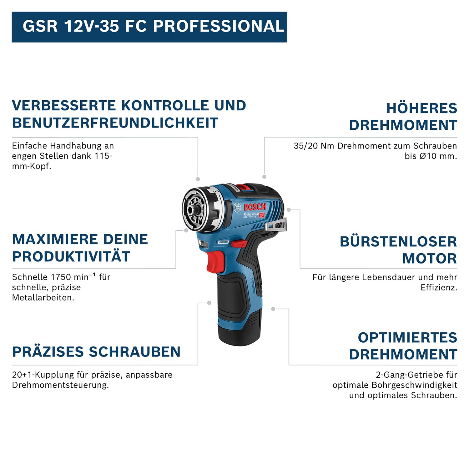 Bosch Professional 12V System Akku Bohrschrauber GSR 12V-35 FC - FlexiClick System (ohne Akku/Ladegerät)