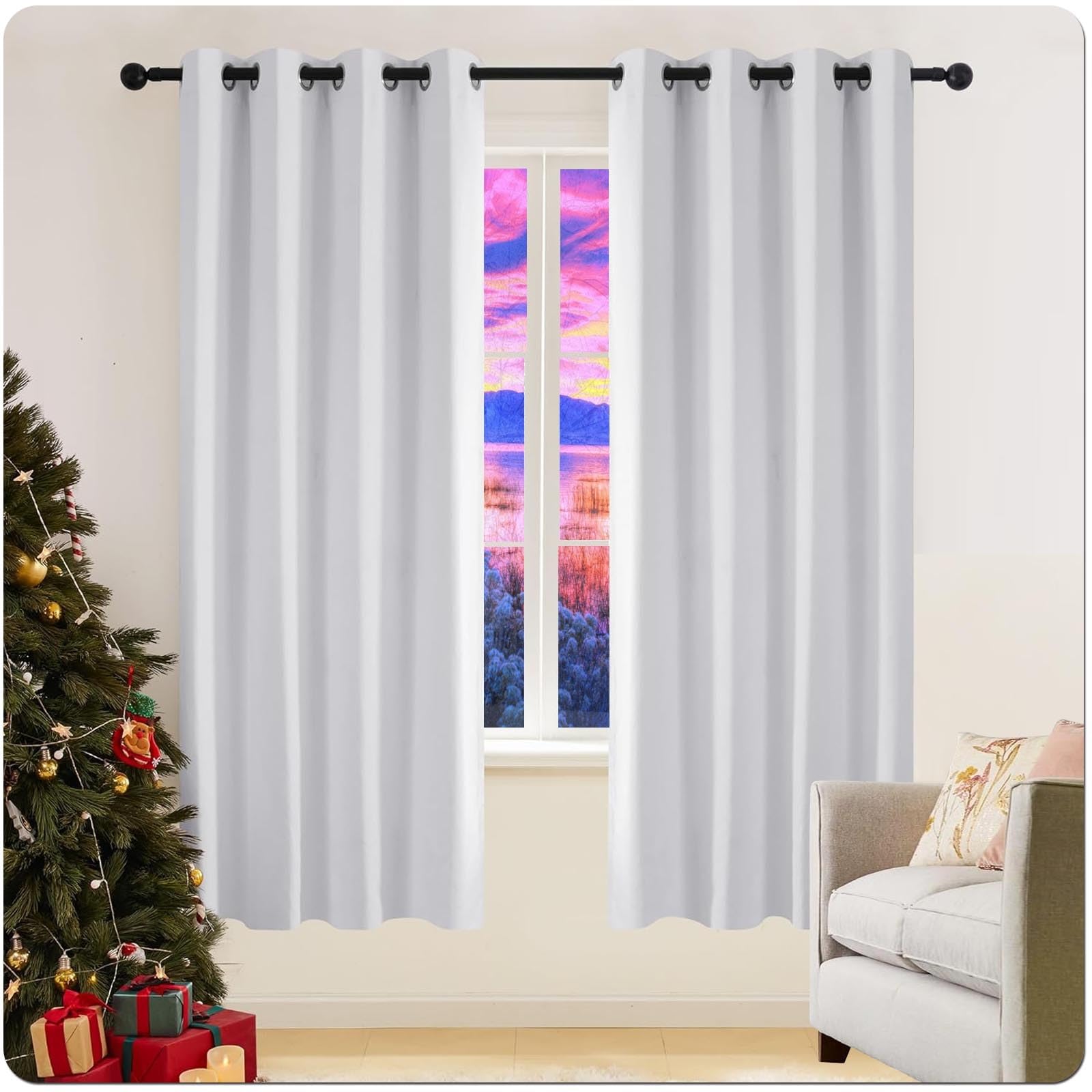 Gaifnag White Pencil Pleat Blackout Curtains 50 X 250 Cm Thermal Insulated Solid Eyelet Curtains, Facile Da Installare Pencil Pleat Curtains, Bedroom Curtains For Bedroom, Kitchen, Nursery,