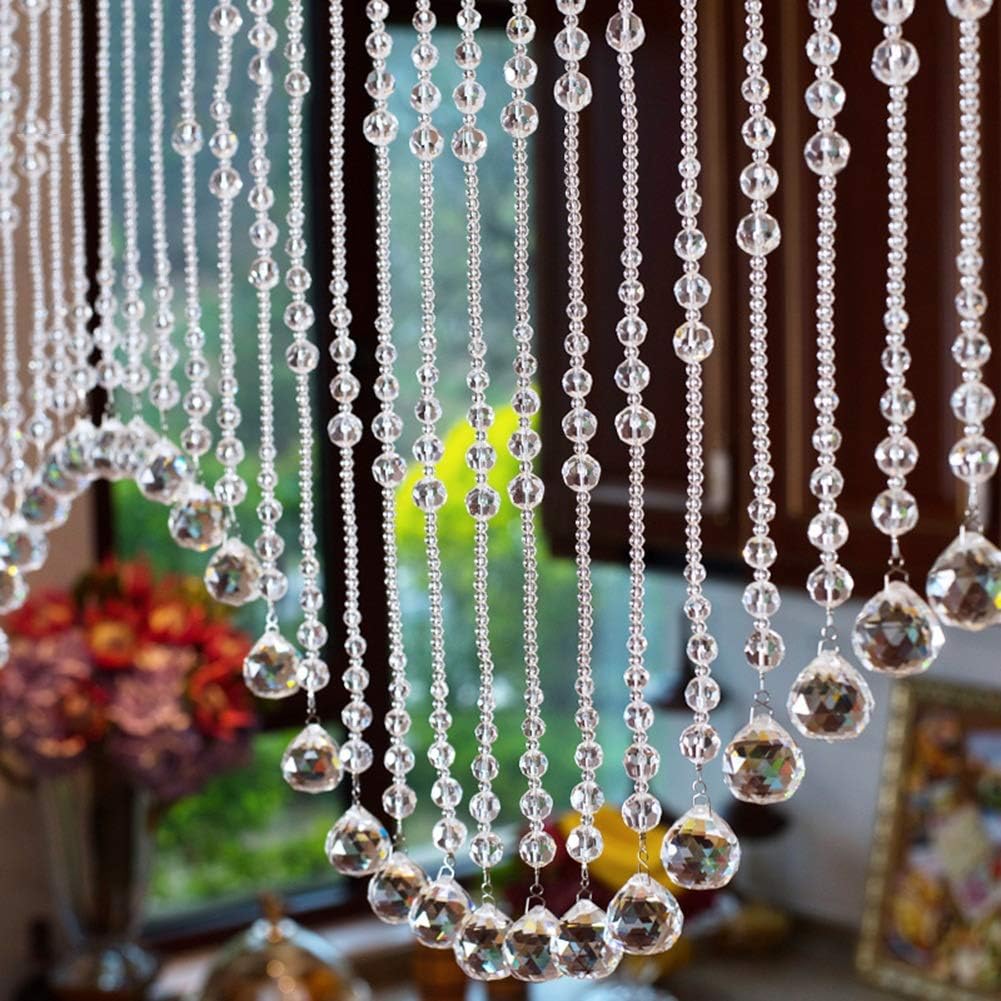 Beads Door String Curtains Crystal Screen Panel Restaurant Parts Wedding Party Decoration Home Patio Décor Size Customization (Color : A 30 Shares Size : 140x150CM) (A 30 Shares 120x120CM)