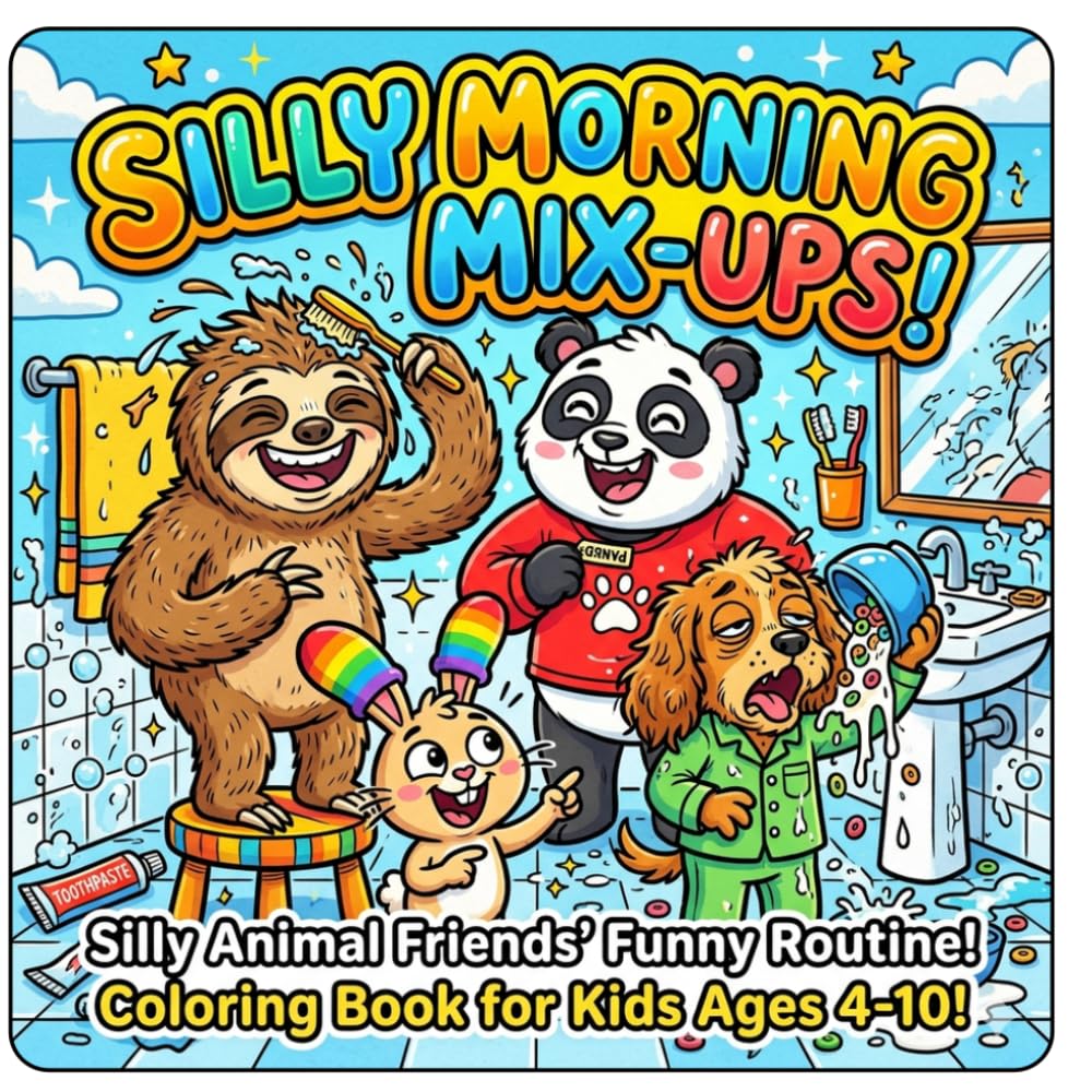 Super Silly Morning Routine Coloring Book: Funny Daily Habit Adventures with Big Easy Designs for Kids Ages 4–10