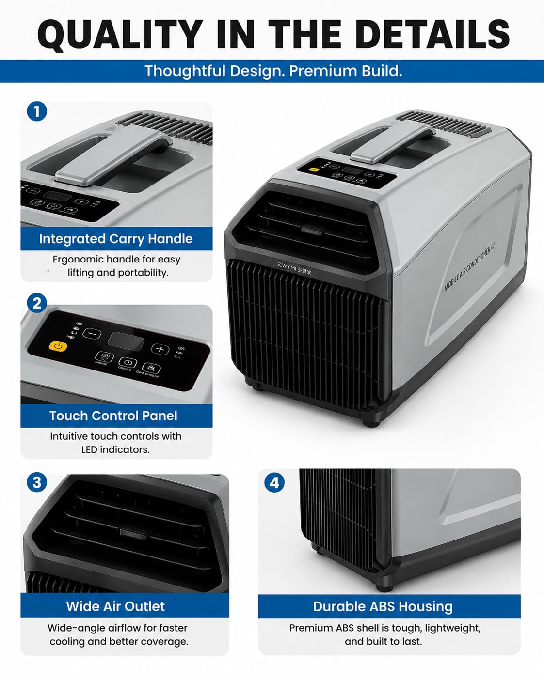 Przenośny Klimatyzator Do Namiotu 5100 BTU, Cichy 4-W-1, Niskie Zużycie 450 W, Z Osuszaczem I Wentylatorem, Mini Ac Do Sypialni, Kuchni, Biura, Kampera I Campingu Green
