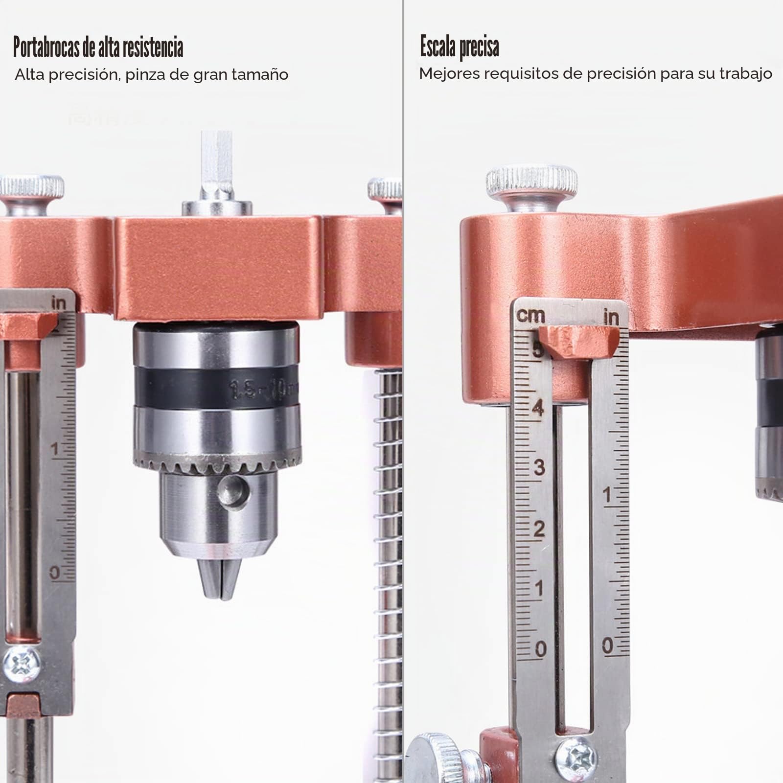 Soporte de taladro con portabrocas, guía de plantilla de perforación ajustable, herramienta de carpintería de precisión portátil, guía de taladro, herramientas de guía vertical, juego de herramientas